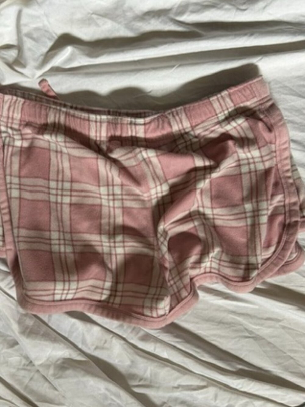 🌟  womens size medium pink fleece white   pajama lounge shorts bottoms - Picture 3 of 3